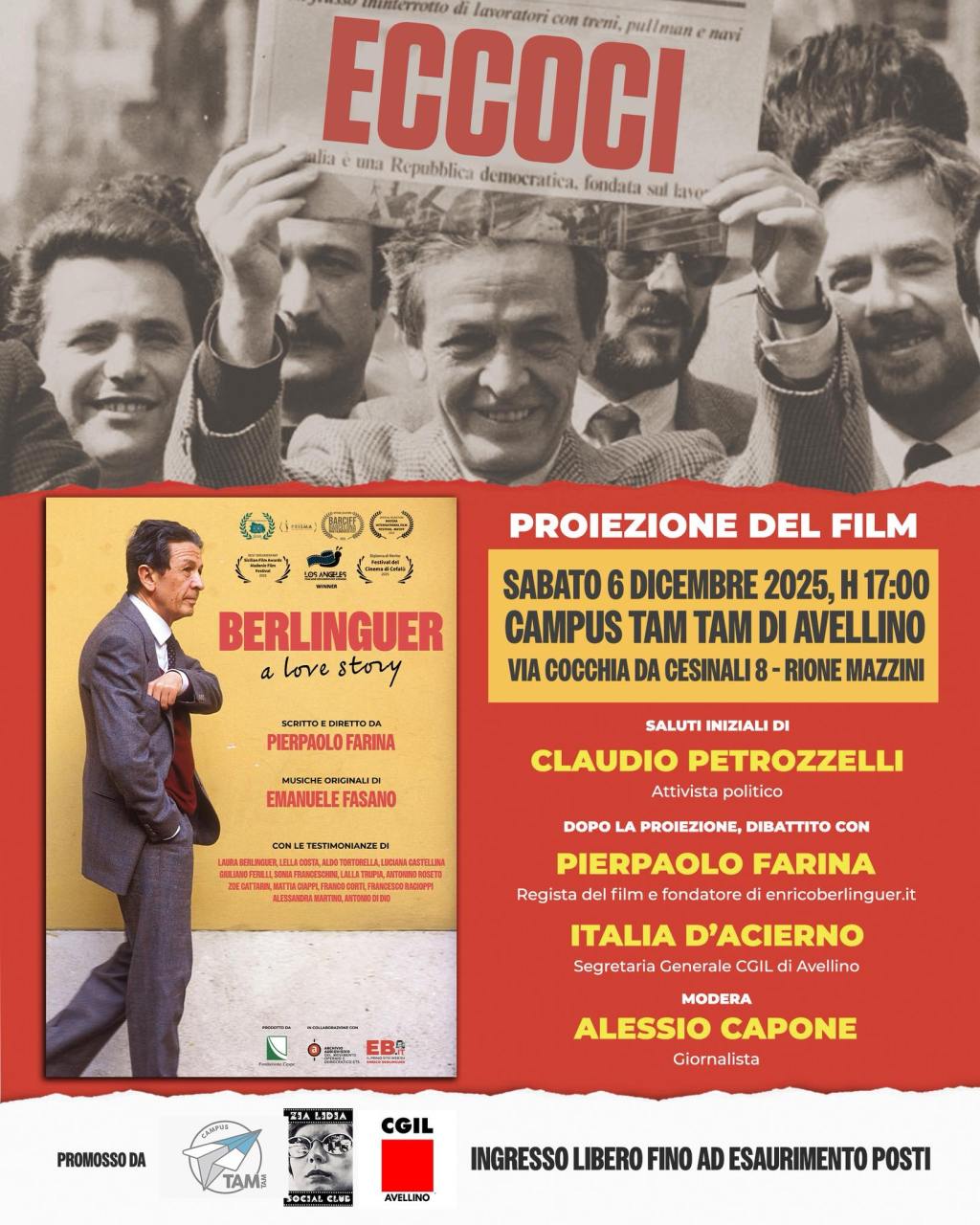 Scopri Berlinguer: proiezione del film e&nbsp;discussione.